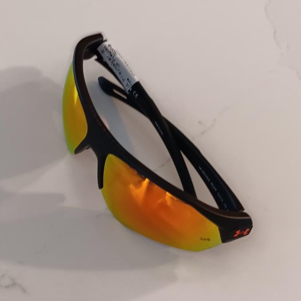 UNDER ARMOUR Sunglasses PLAYMAKER Black Frame Orange Mirror Lens NEW - Picture 5 of 11